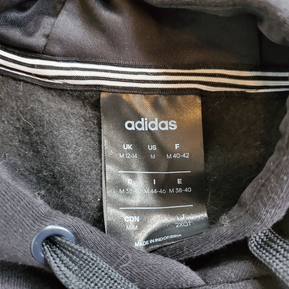 Adidas black hoodie‎ classic 3 white stripes size medium - Picture 5 of 5
